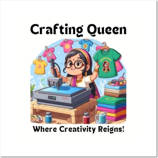 Crafting Queen:  Where Creativity Reigns T-shirt Design Posters and Art